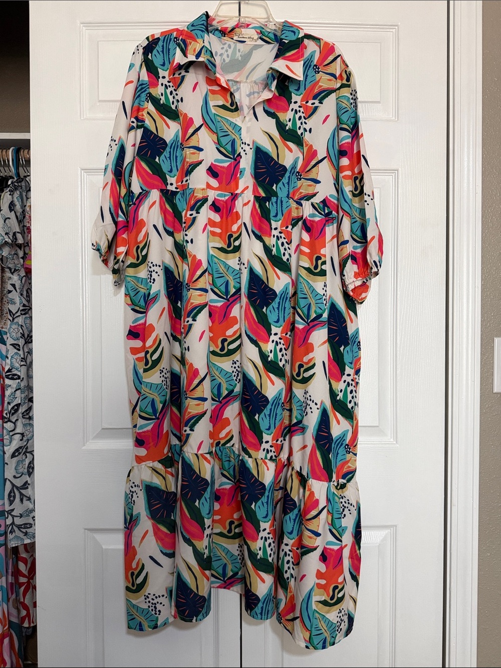Tropical Multicolor Maxi Dress - White Background